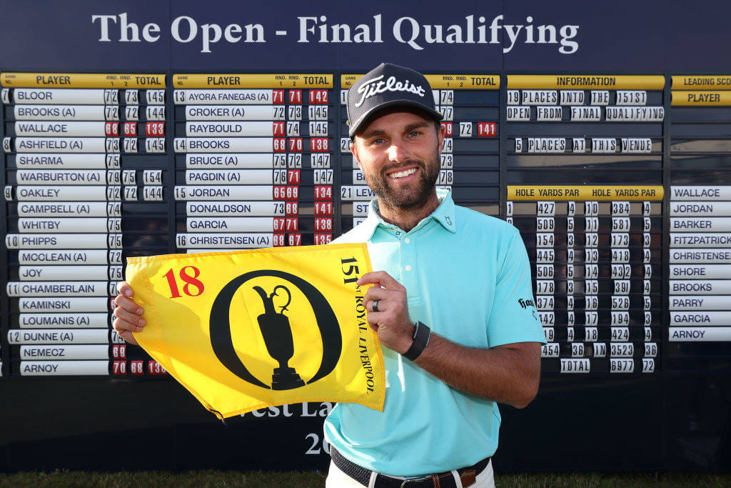 Kyle Barker celebrates qualifying for The 151st Open